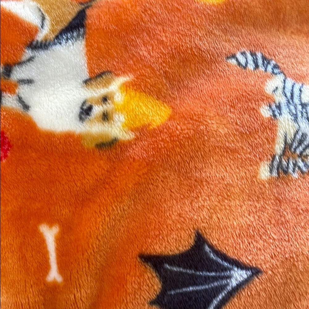 Orange Halloween-Themed Fleece Blanket